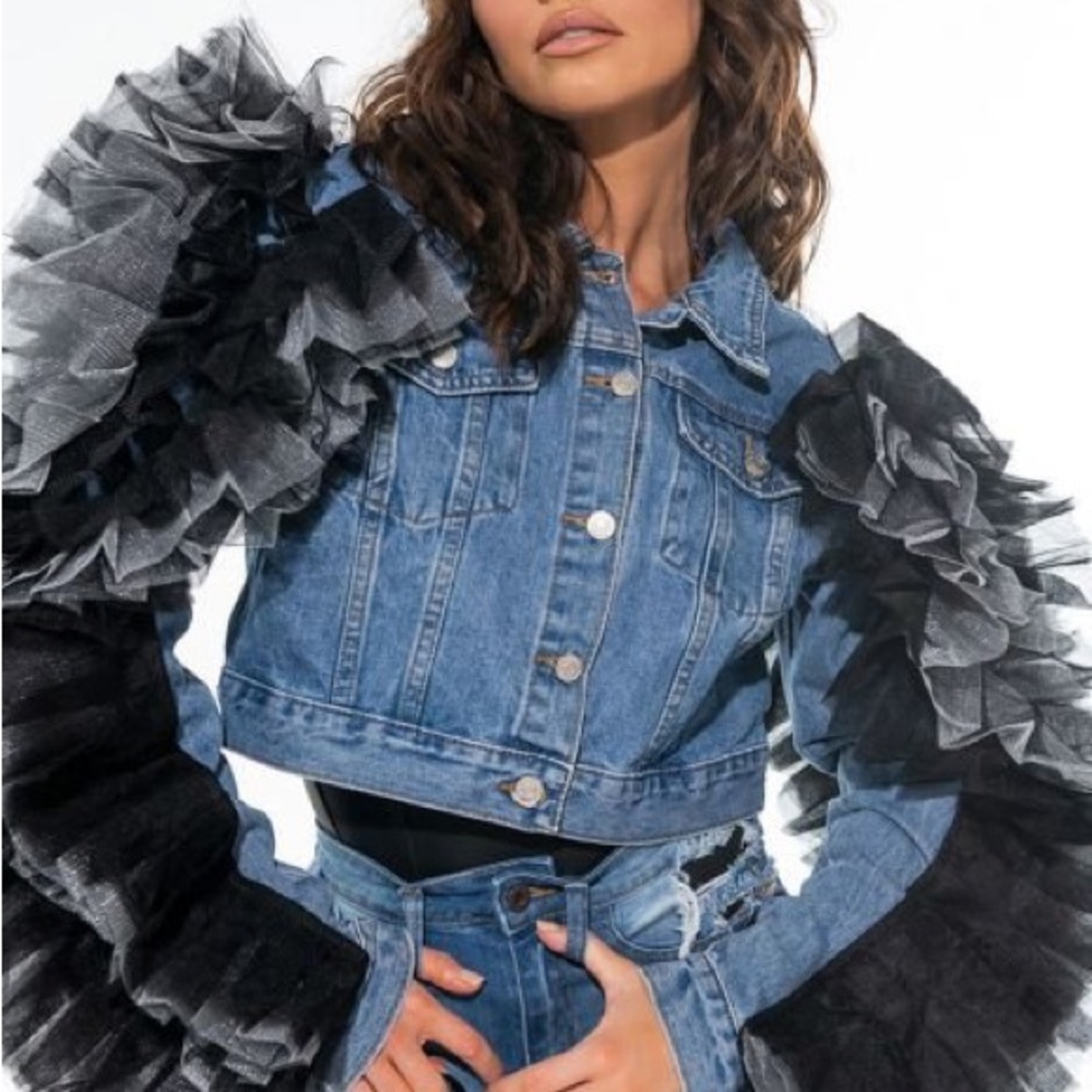 Ruffle Tulle Jean Jacket
